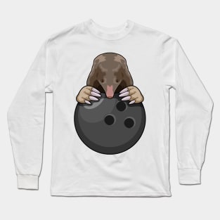 Mole at Bowling with Bowling ball Long Sleeve T-Shirt